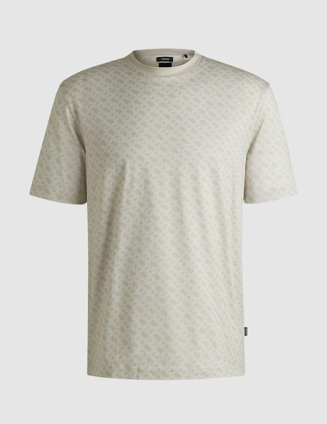 Camiseta BOSS Beige Estampada para hombre