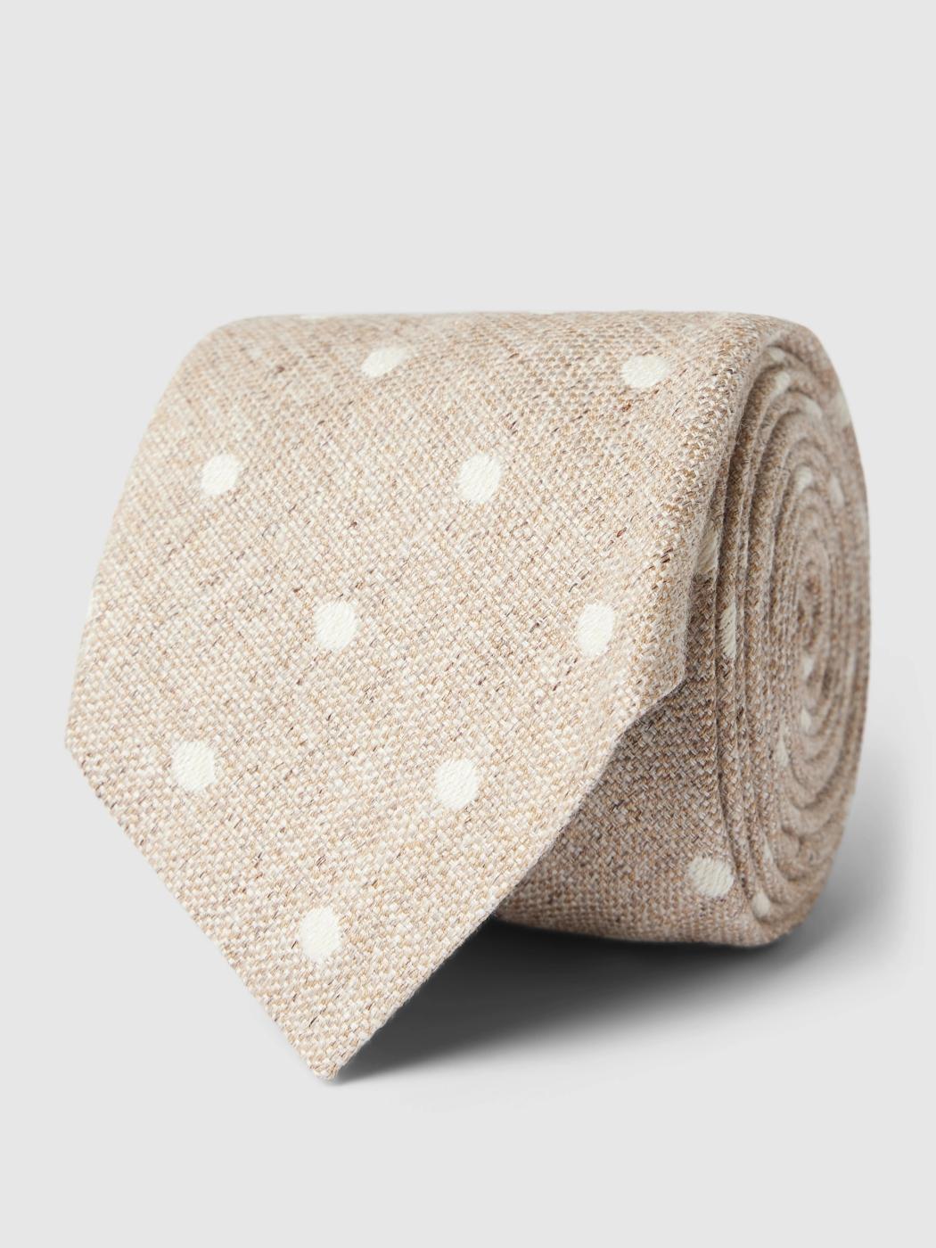 Corbata BOSS lino beige para hombre.