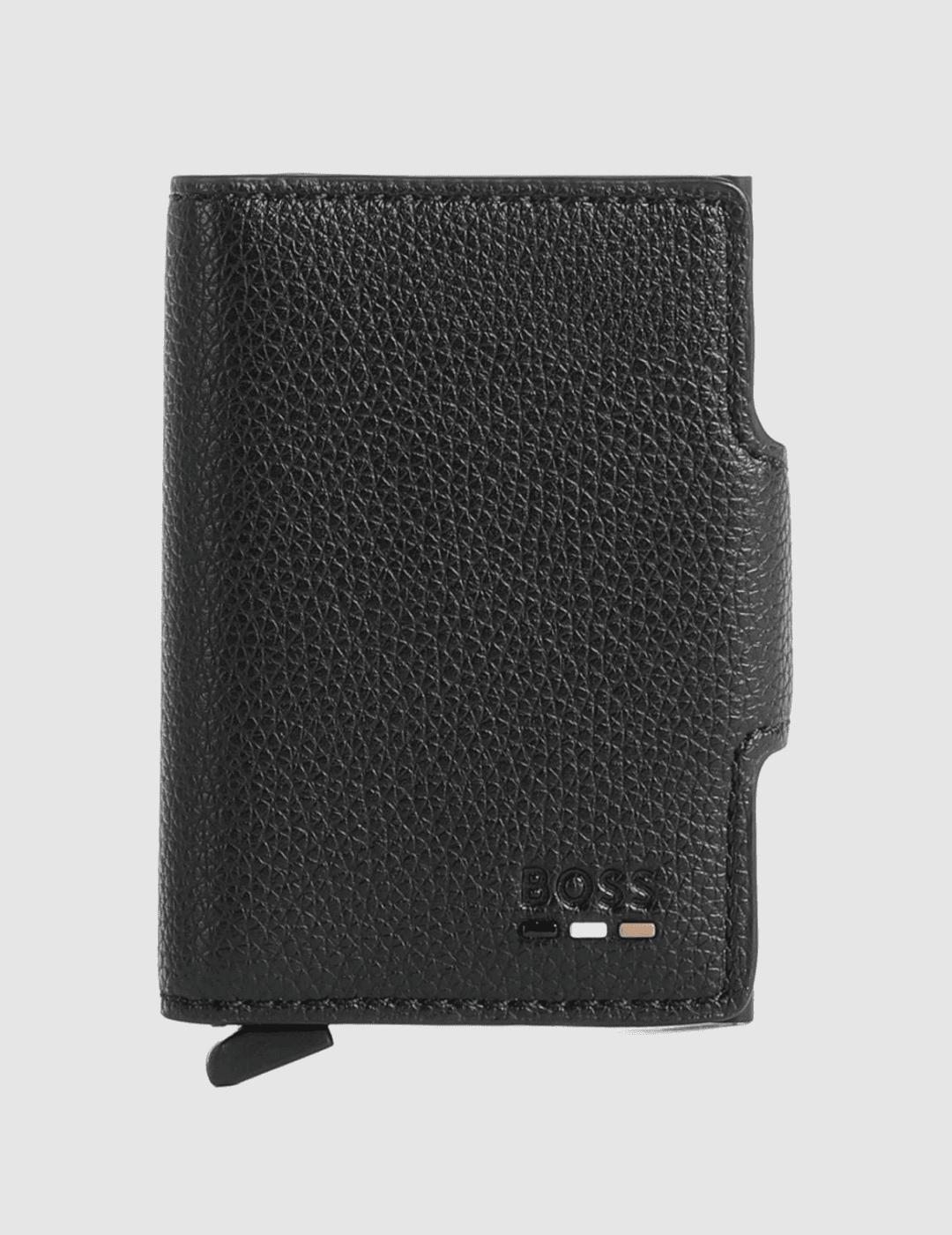 Tarjetero BOSS negro para hombre.