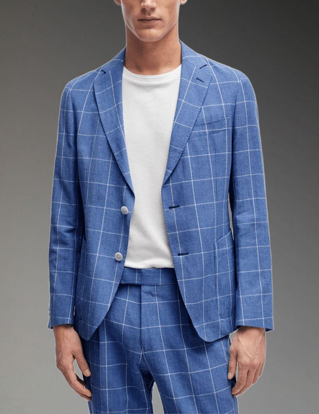 Traje azul con cuadros BOSS para hombre.