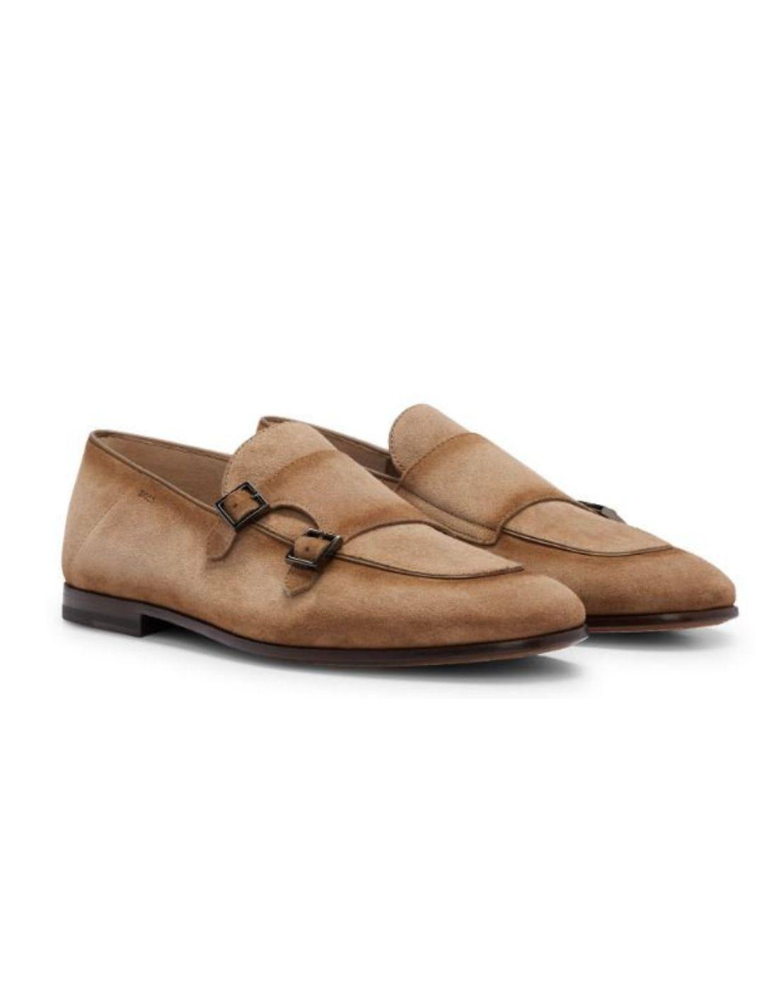 Zapatos Doble Hebilla BOSS Beige para Hombre