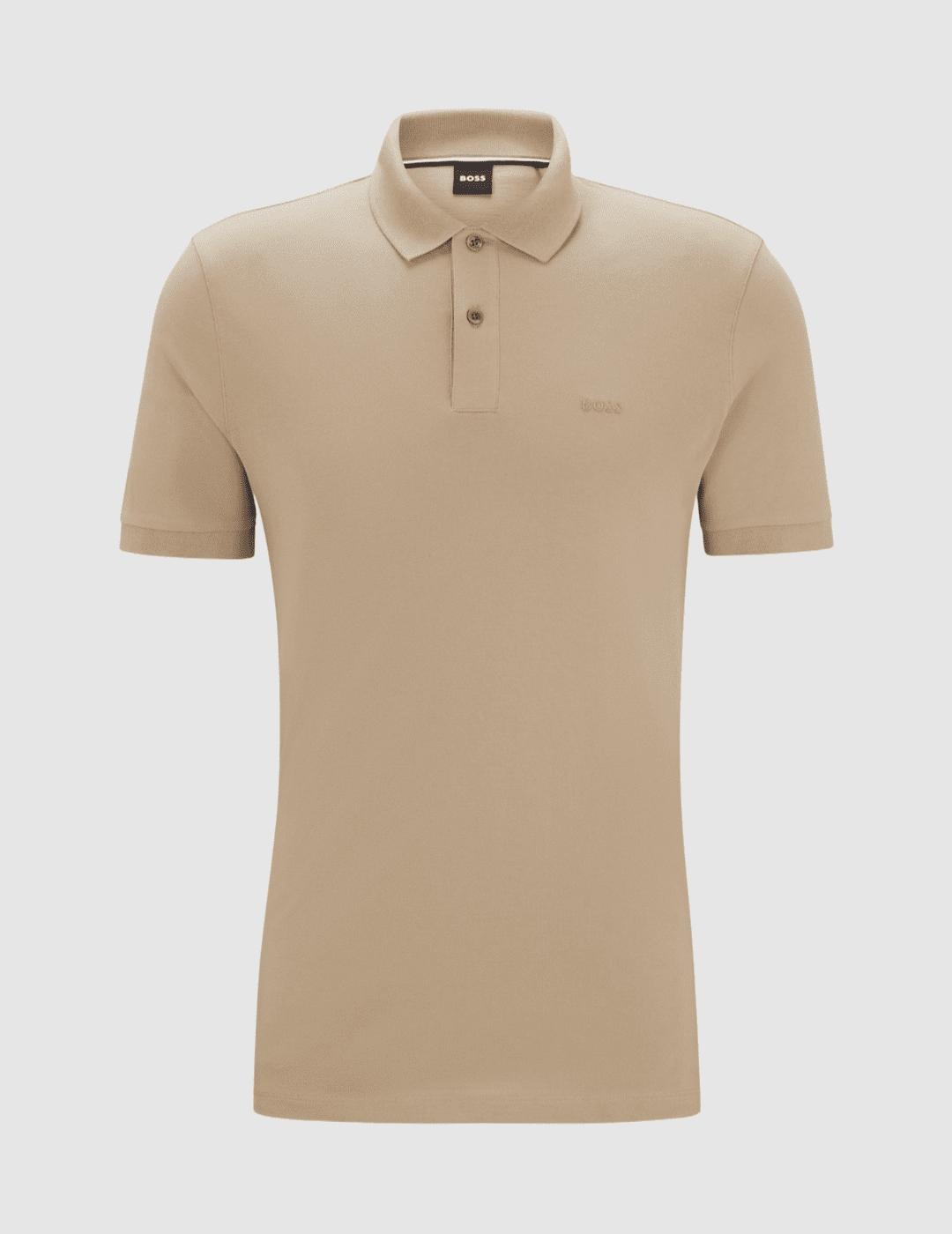 Polo básico BOSS Beige Hombre