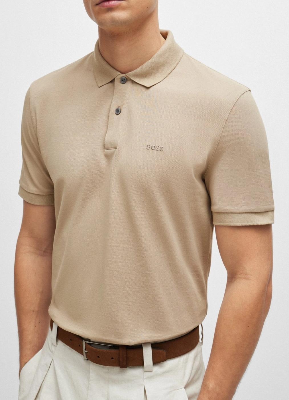 Polo básico BOSS Beige Hombre