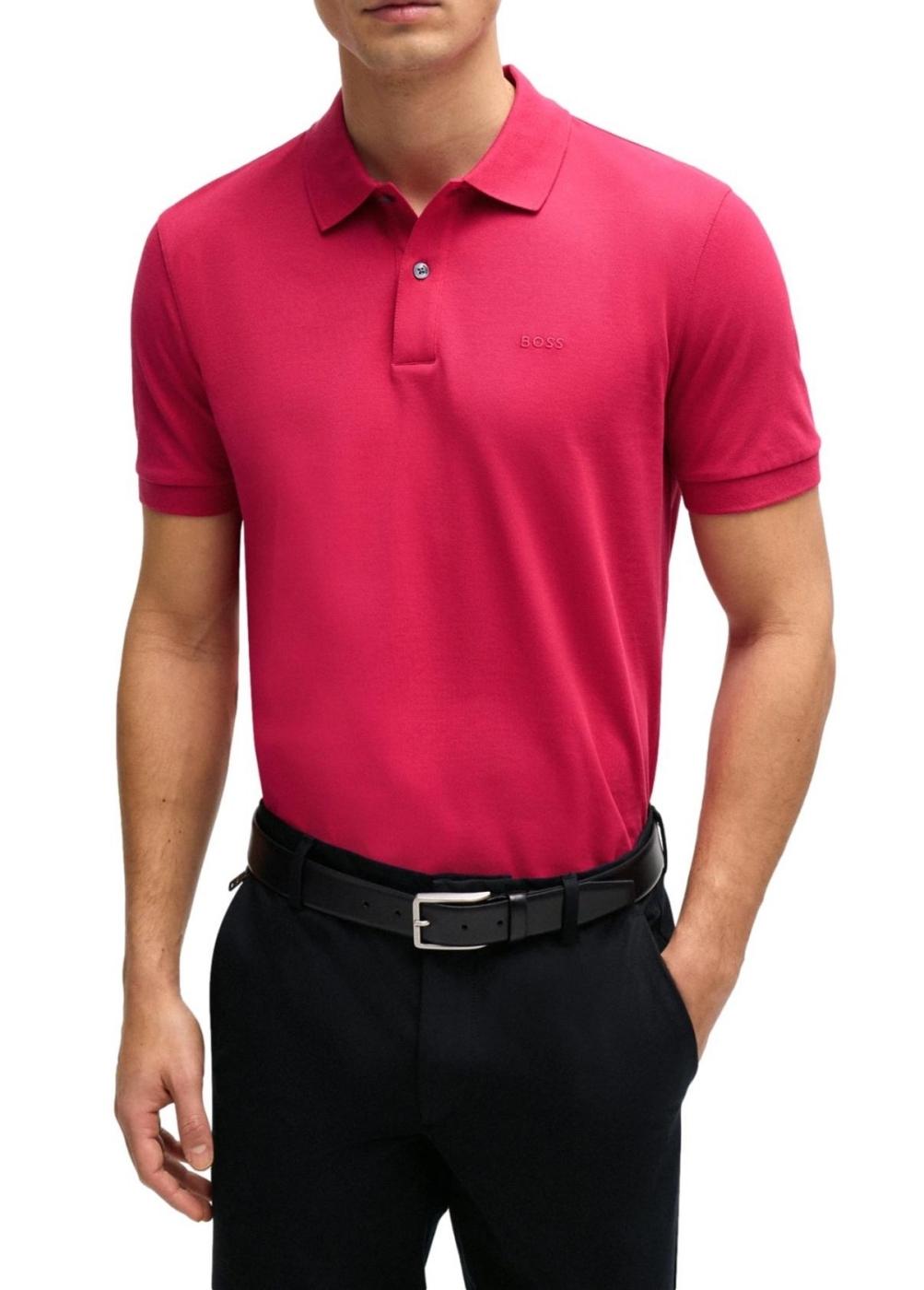 Polo básico BOSS Fucsia Hombre
