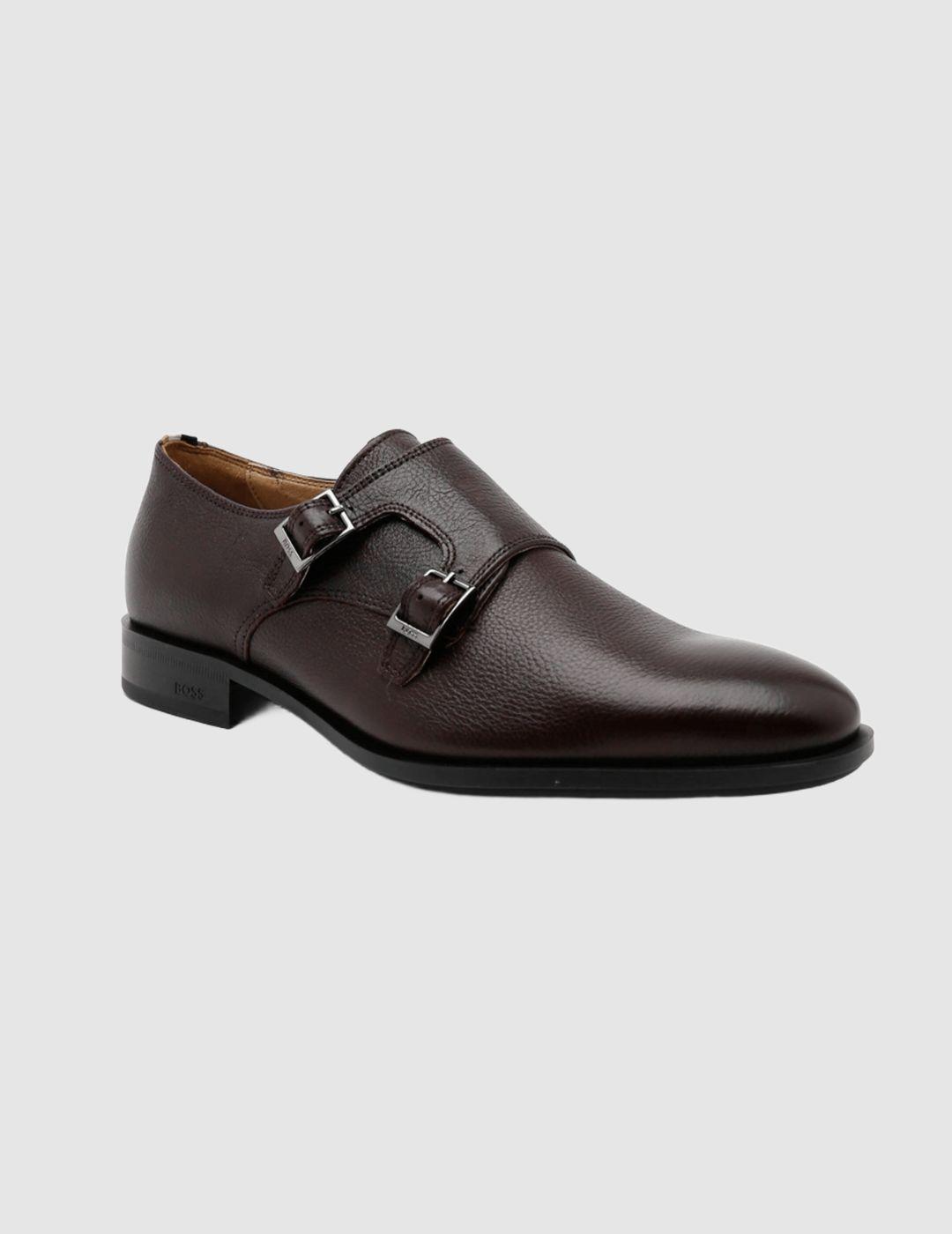 Zapatos BOSS doble hebilla Marron para hombre.