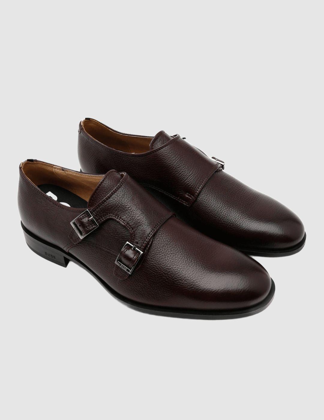 Zapatos BOSS doble hebilla Marron para hombre.