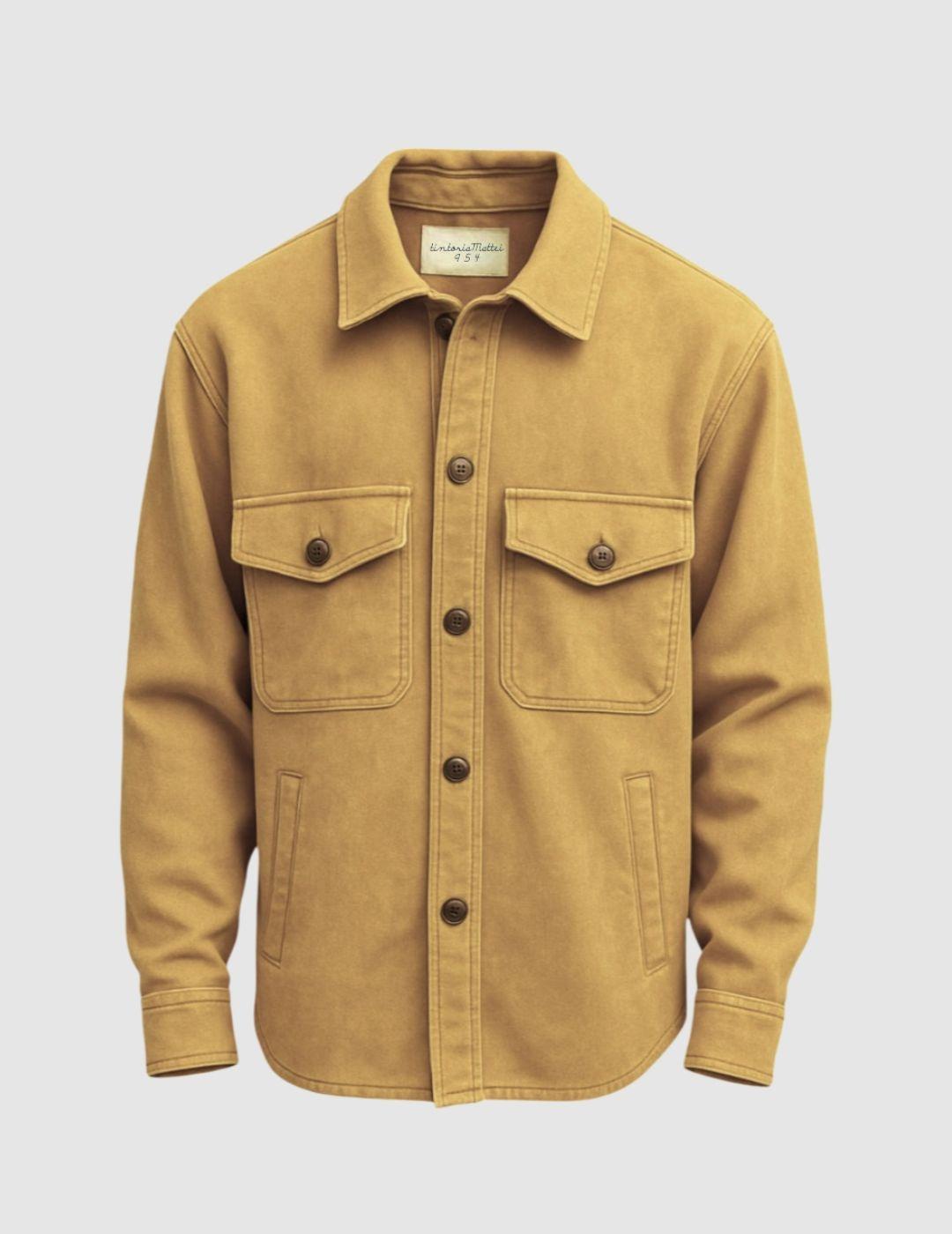 Camisa Tintoria Mattei Beige Desgastada para Hombre.