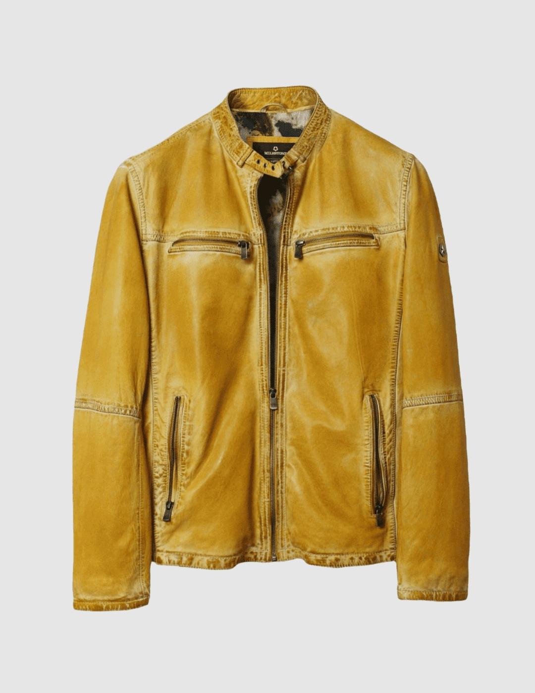 Cazadora piel Milestone amarilla para hombre