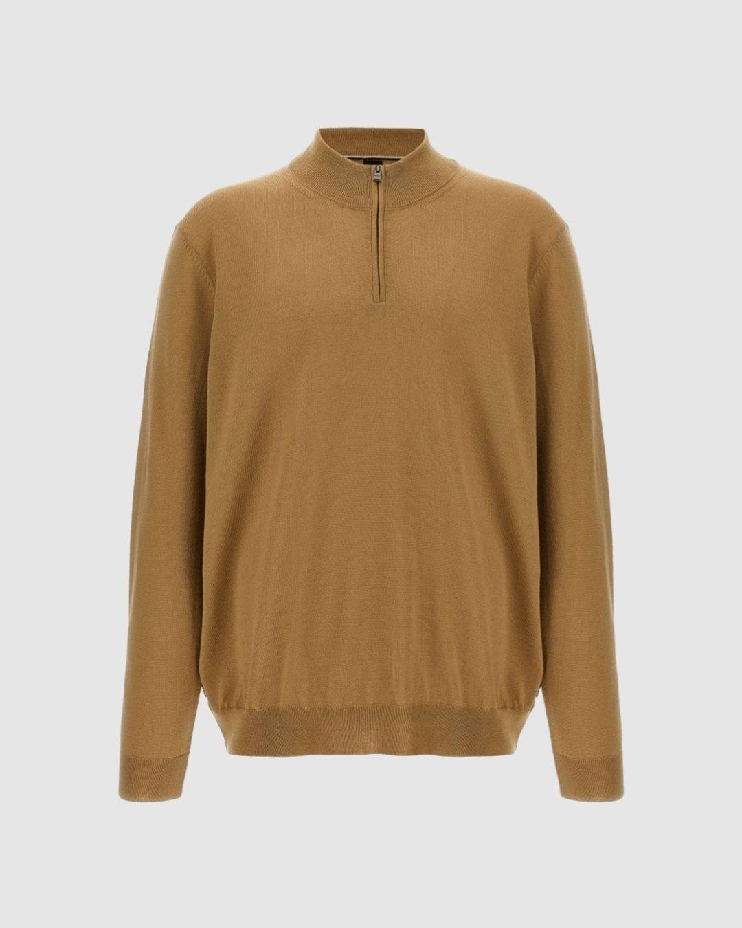 Jersey de cuello con cremallera en lana virgen