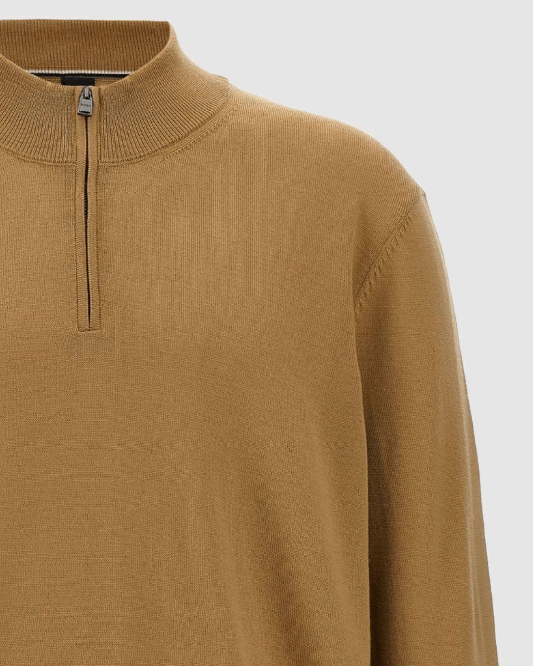 Jersey de cuello con cremallera en lana virgen