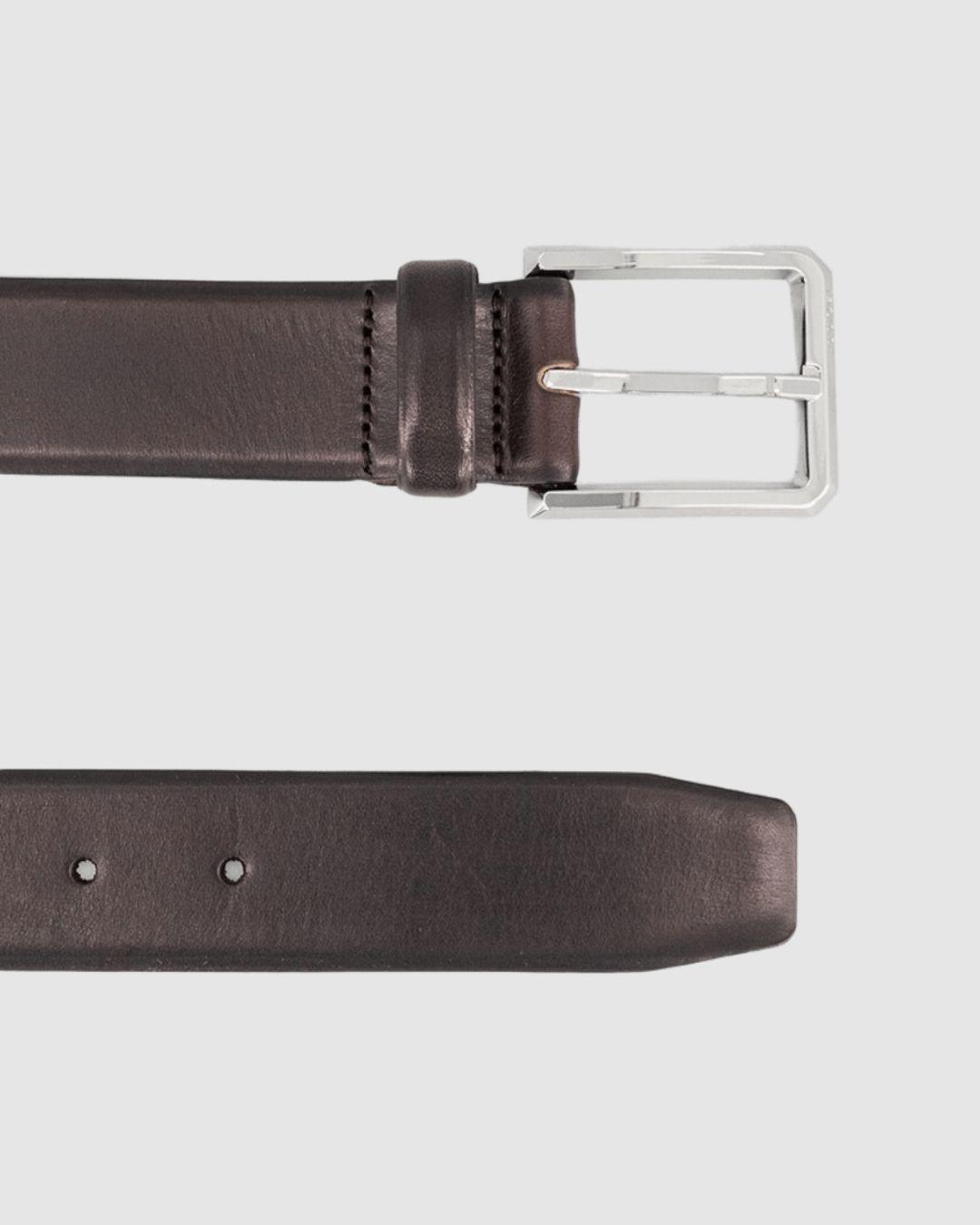 Cinturón de piel italiana con hebilla de bronce