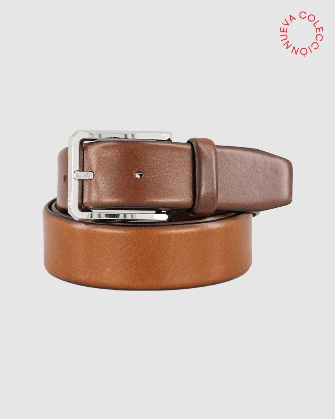 Cinturón de piel italiana con hebilla de bronce