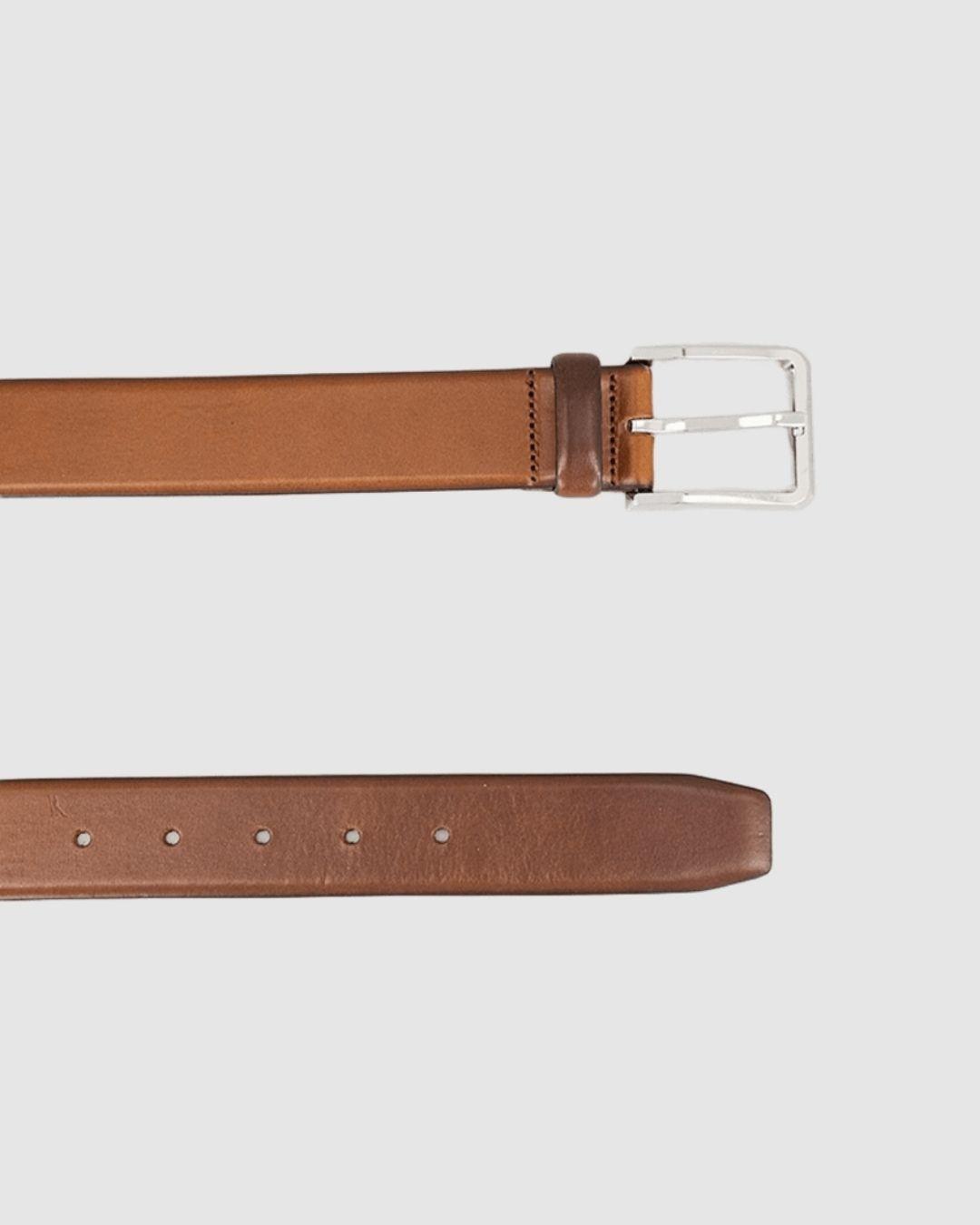 Cinturón de piel italiana con hebilla de bronce