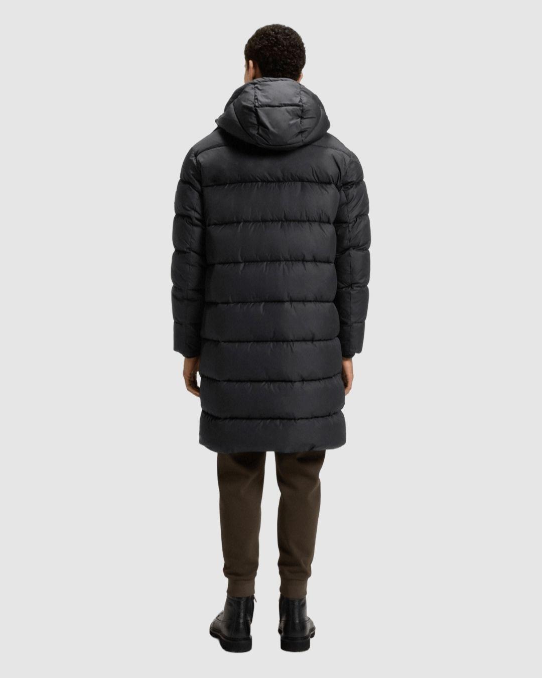 Chaqueta larga acolchada repelente al agua con capucha