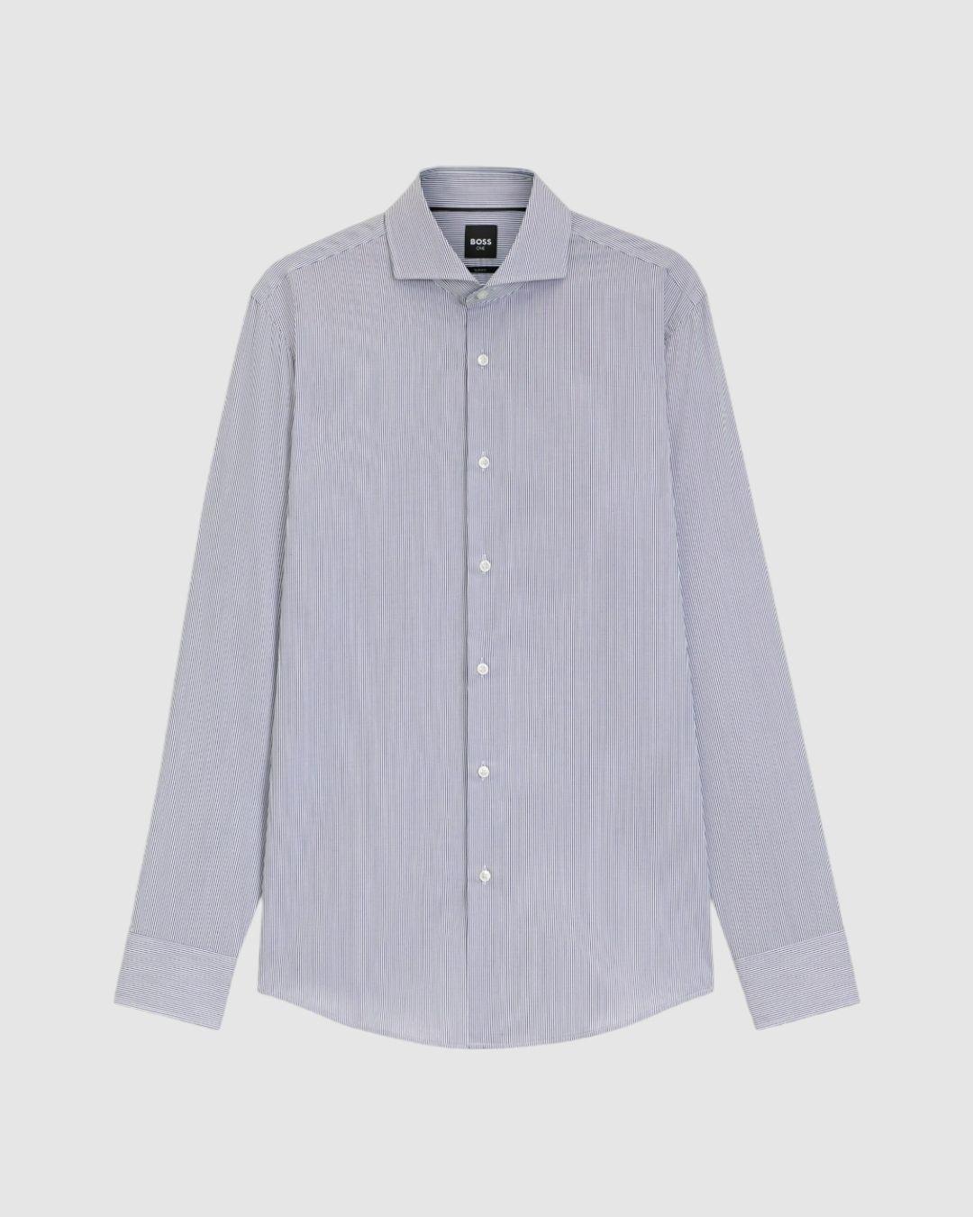 Camisa BOSS slim fit en sarga de algodón a rayas 