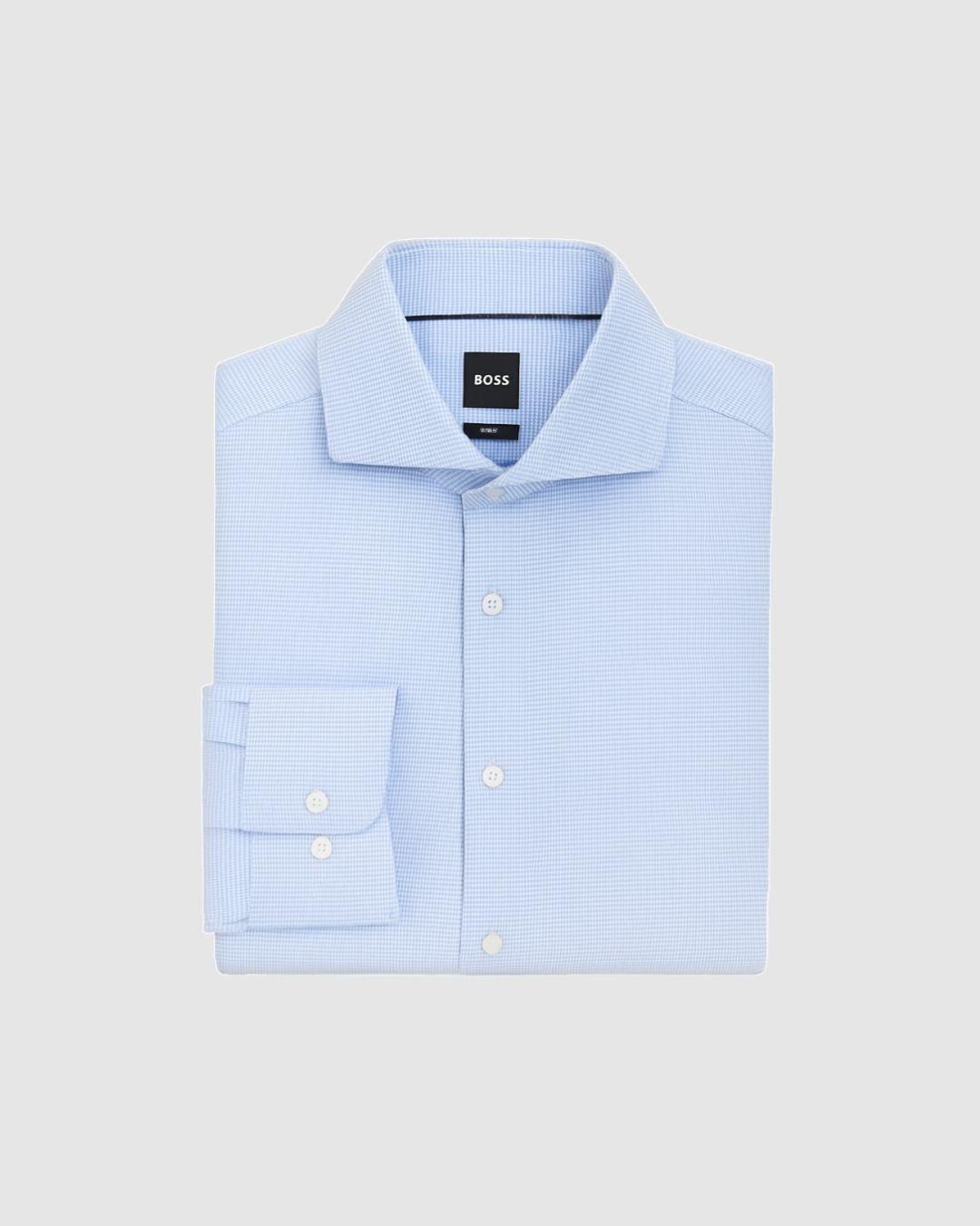 Camisa BOSS Azul Con Microdibujo