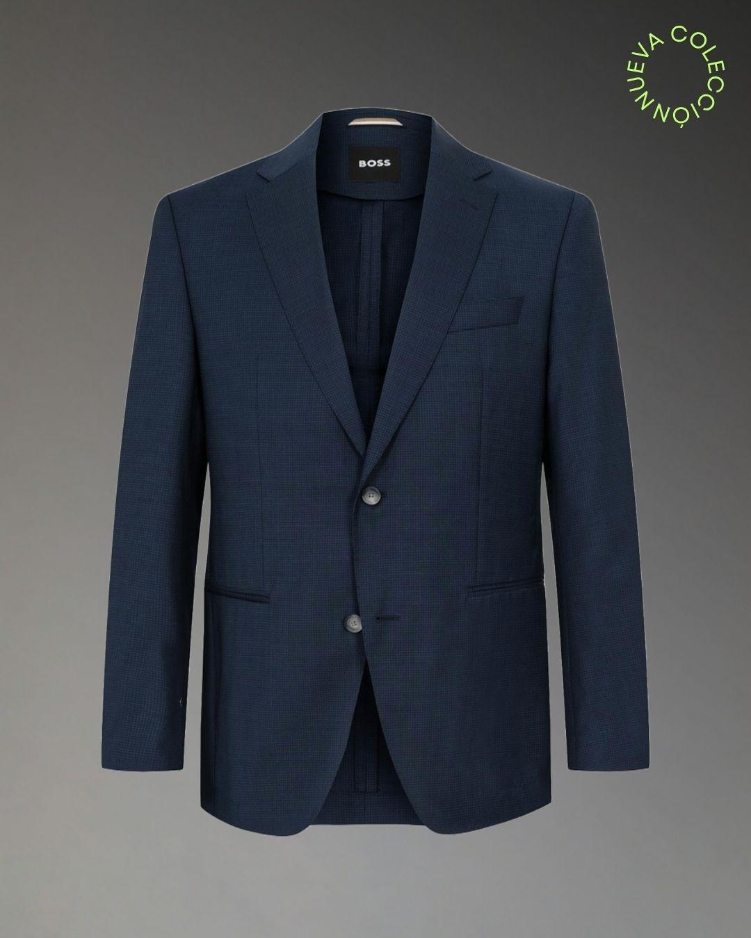 Traje BOSS Falso Liso Azul Marino