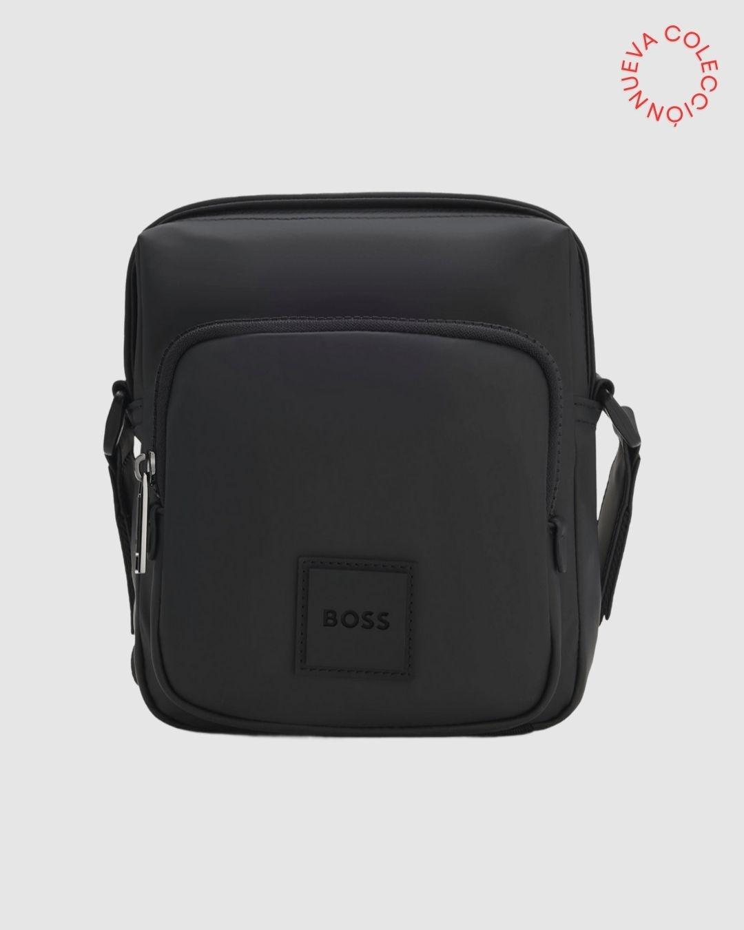 Bolso de tela revestida con parche logo BOSS